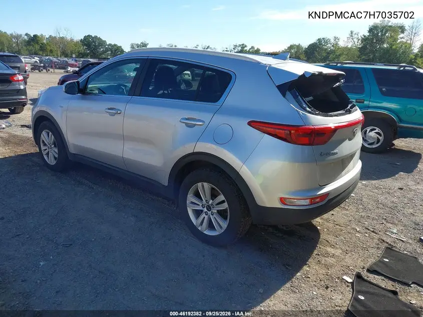 2017 KIA SPORTAGE VIN KNDPMCAC7H7035702 — фото 3