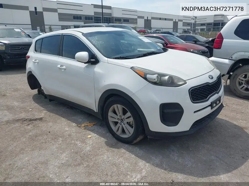 KIA SPORTAGE 2017, VIN KNDPM3AC3H7271778