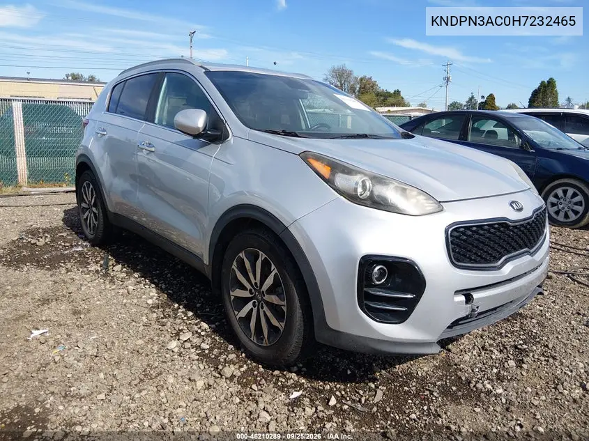 KIA SPORTAGE 2017, VIN KNDPN3AC0H7232465