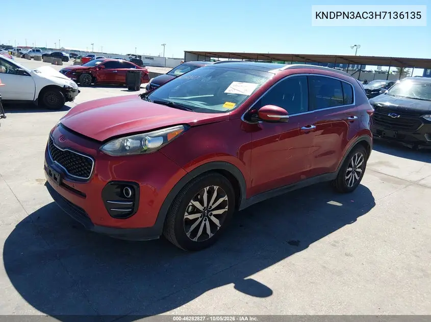 2017 KIA SPORTAGE VIN KNDPN3AC3H7136135 — фото 2