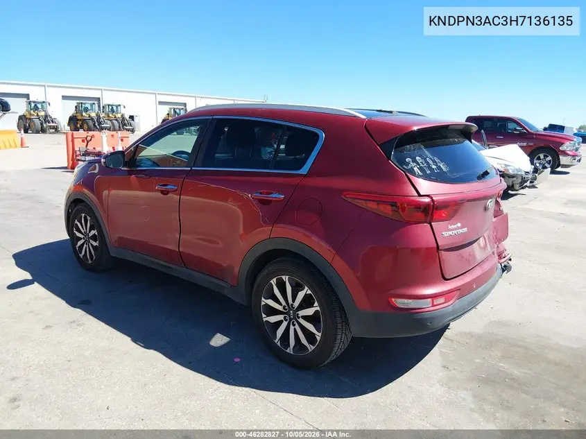 2017 KIA SPORTAGE VIN KNDPN3AC3H7136135 — фото 3