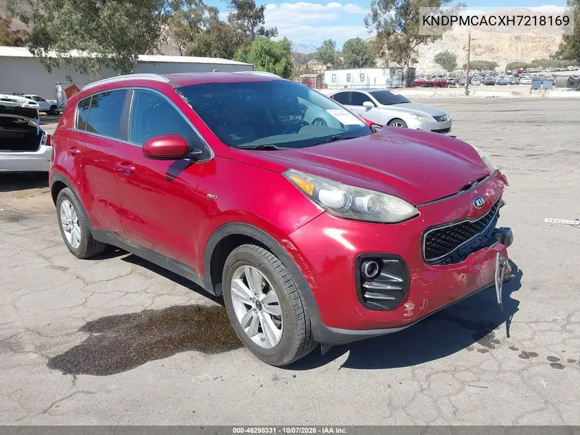 KIA SPORTAGE 2017, VIN KNDPMCACXH7218169