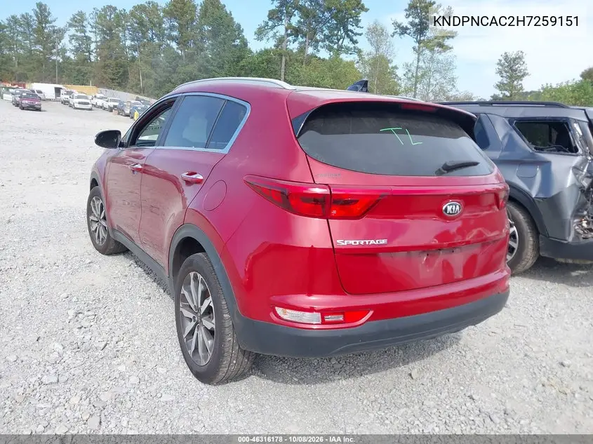 2017 KIA SPORTAGE VIN KNDPNCAC2H7259151 — фото 3