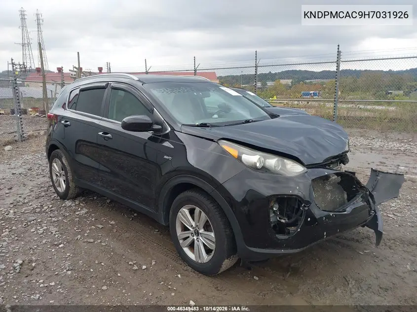 KIA SPORTAGE 2017, VIN KNDPMCAC9H7031926