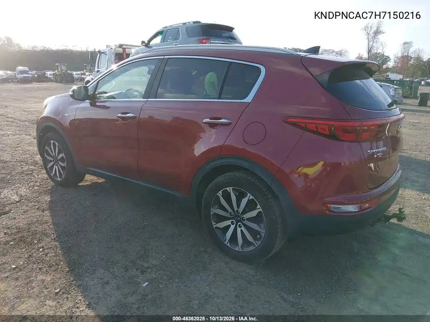 2017 KIA SPORTAGE VIN KNDPNCAC7H7150216 — фото 3