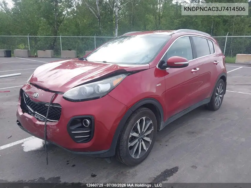 2018 KIA SPORTAGE VIN KNDPNCAC3J7414506 — фото 2