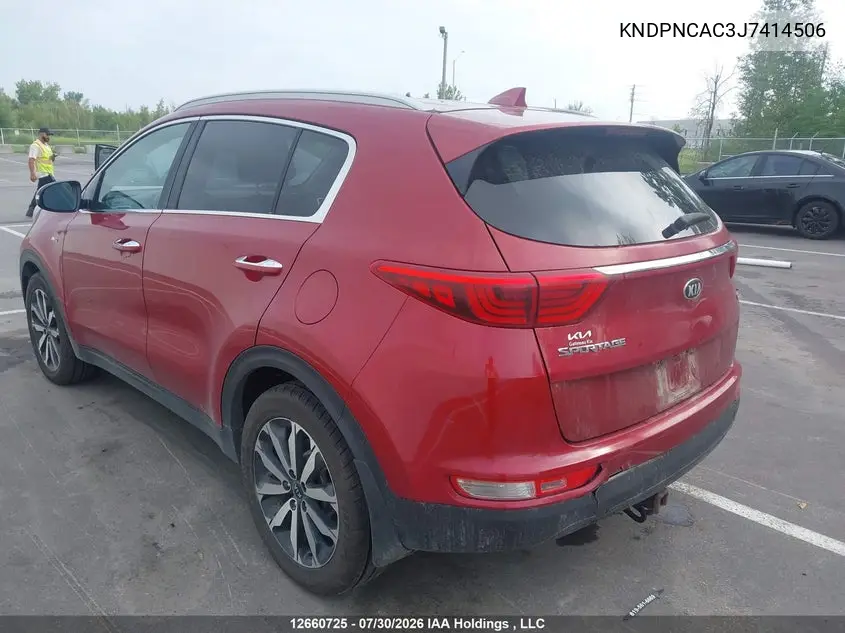 2018 KIA SPORTAGE VIN KNDPNCAC3J7414506 — фото 3