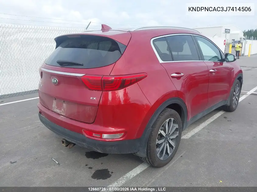 2018 KIA SPORTAGE VIN KNDPNCAC3J7414506 — фото 4