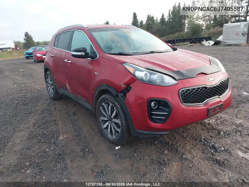 KIA SPORTAGE 2018, VIN KNDPNCAC6J7405587