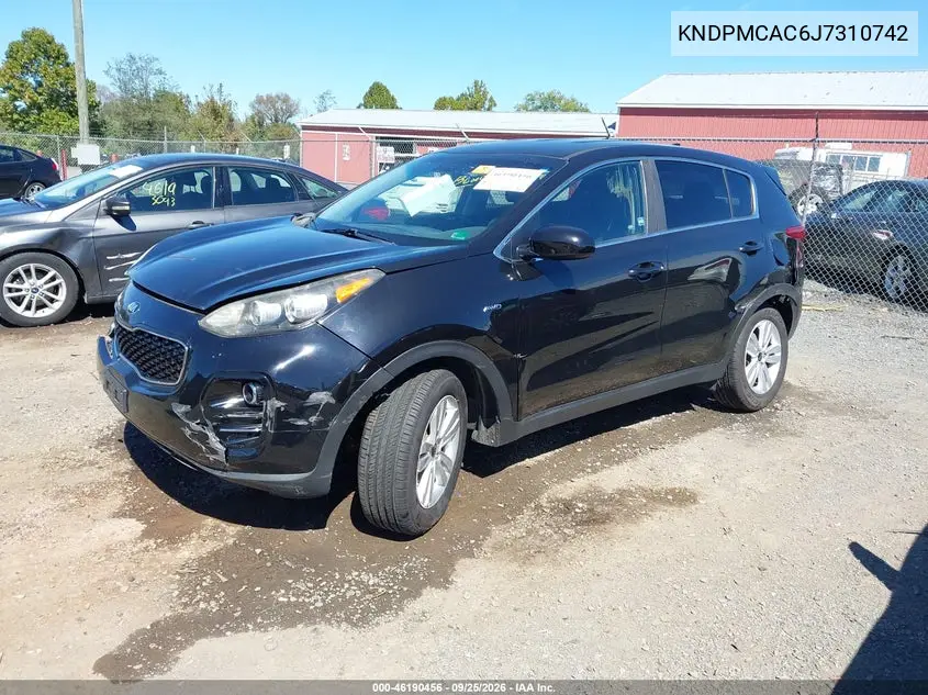 2018 KIA SPORTAGE VIN KNDPMCAC6J7310742 — фото 2