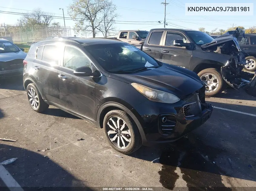 KIA SPORTAGE 2018, VIN KNDPNCAC9J7381981