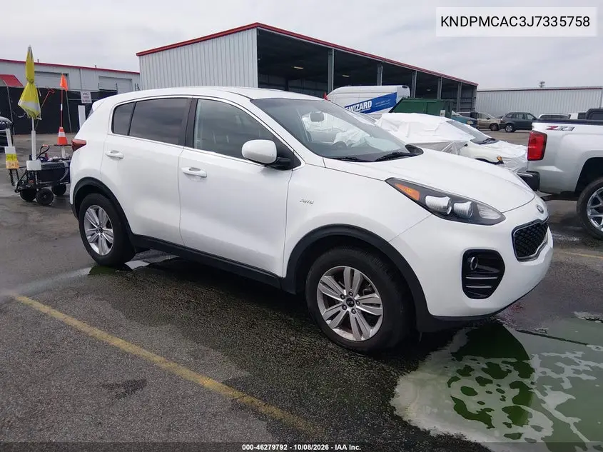 KIA SPORTAGE 2018, VIN KNDPMCAC3J7335758
