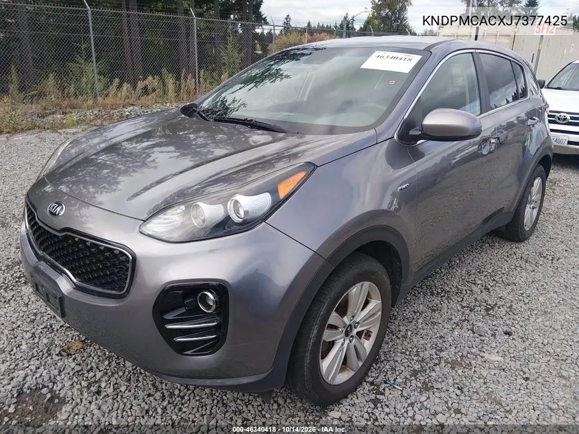 2018 KIA SPORTAGE VIN KNDPMCACXJ7377425 — фото 2