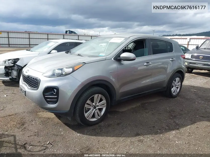 2019 KIA SPORTAGE VIN KNDPMCAC6K7616177 — фото 2