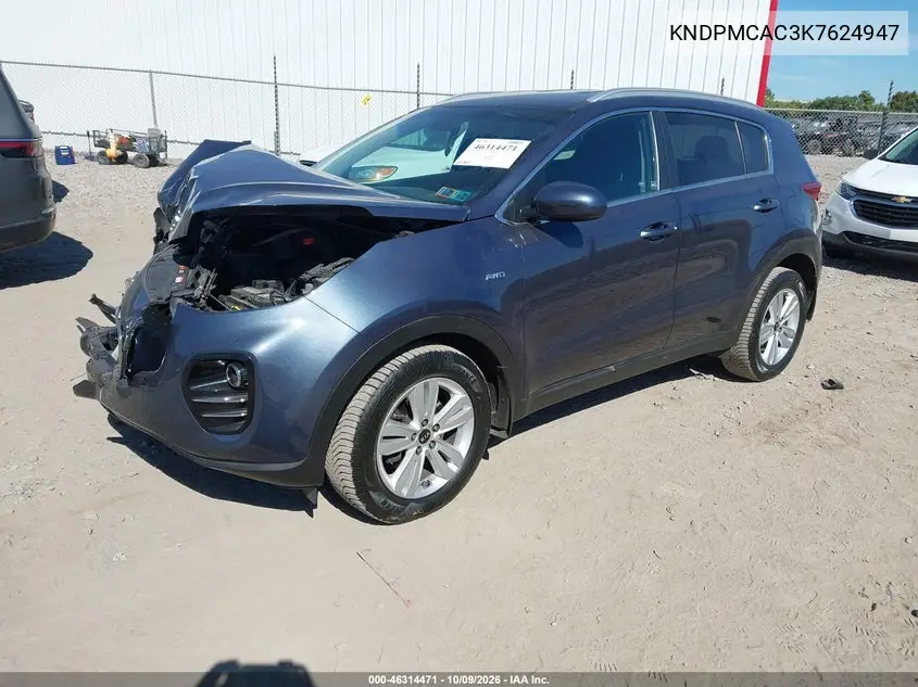 2019 KIA SPORTAGE VIN KNDPMCAC3K7624947 — фото 2