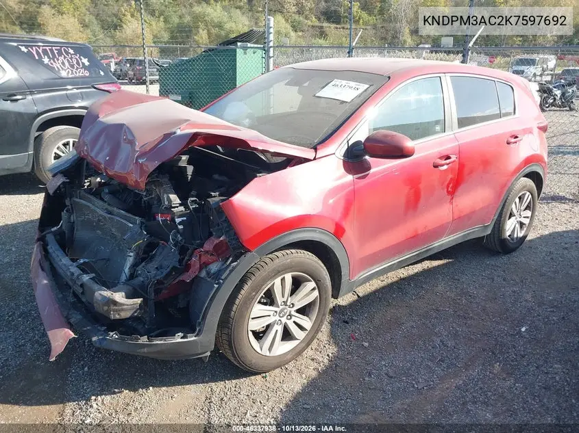 2019 KIA SPORTAGE VIN KNDPM3AC2K7597692 — фото 2
