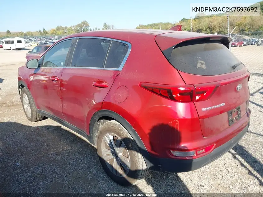 2019 KIA SPORTAGE VIN KNDPM3AC2K7597692 — фото 3