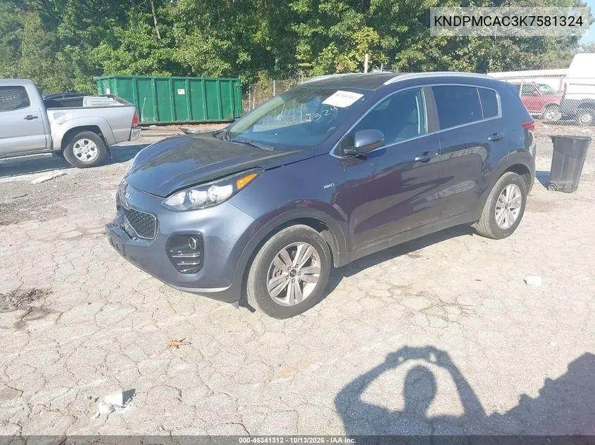 2019 KIA SPORTAGE VIN KNDPMCAC3K7581324 — фото 2