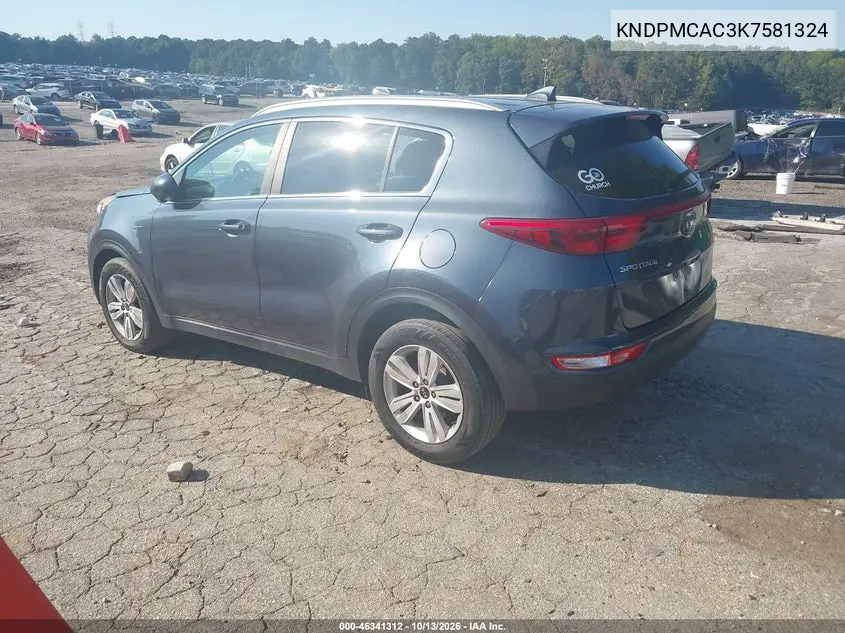 2019 KIA SPORTAGE VIN KNDPMCAC3K7581324 — фото 3