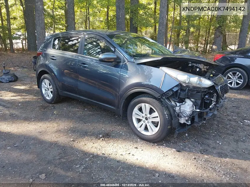 KIA SPORTAGE 2019, VIN KNDPMCAC0K7494142