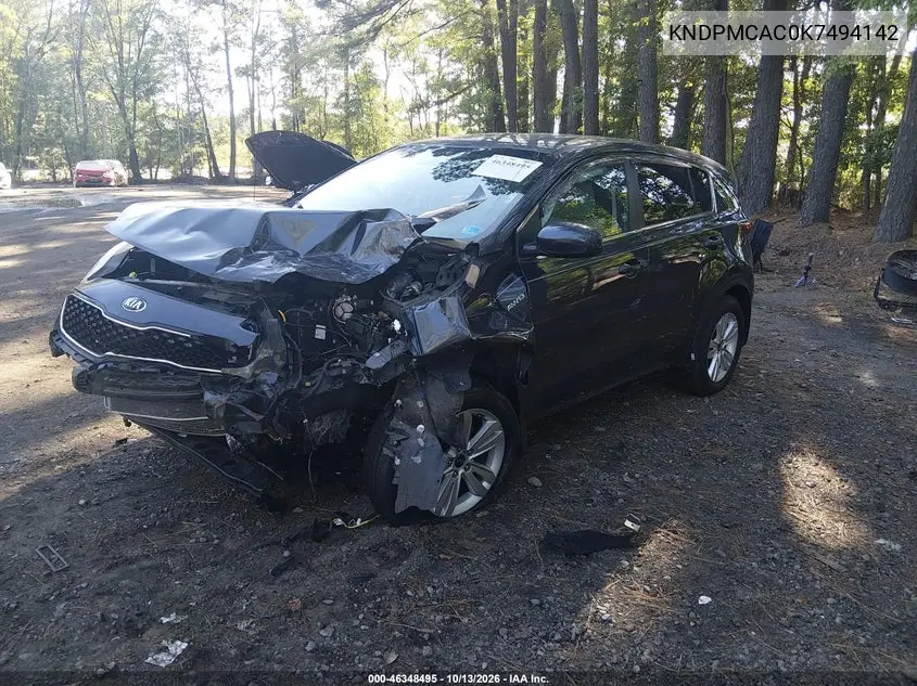 2019 KIA SPORTAGE VIN KNDPMCAC0K7494142 — фото 2