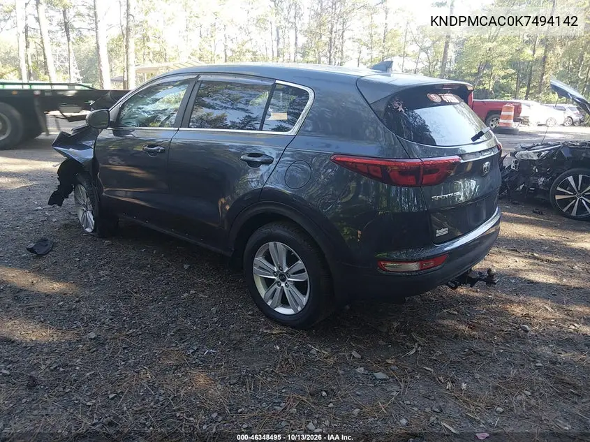 2019 KIA SPORTAGE VIN KNDPMCAC0K7494142 — фото 3