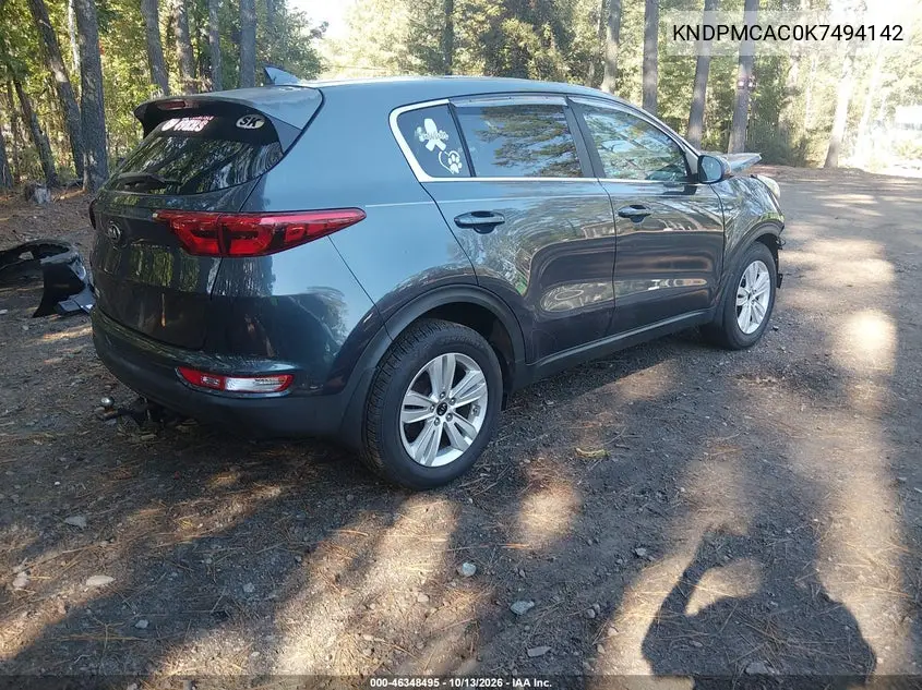2019 KIA SPORTAGE VIN KNDPMCAC0K7494142 — фото 4