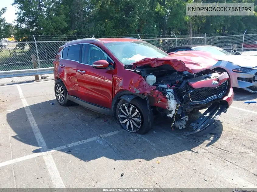 KIA SPORTAGE 2019, VIN KNDPNCAC0K7561299