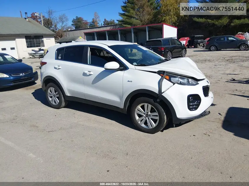 KIA SPORTAGE 2019, VIN KNDPMCAC9K7551440