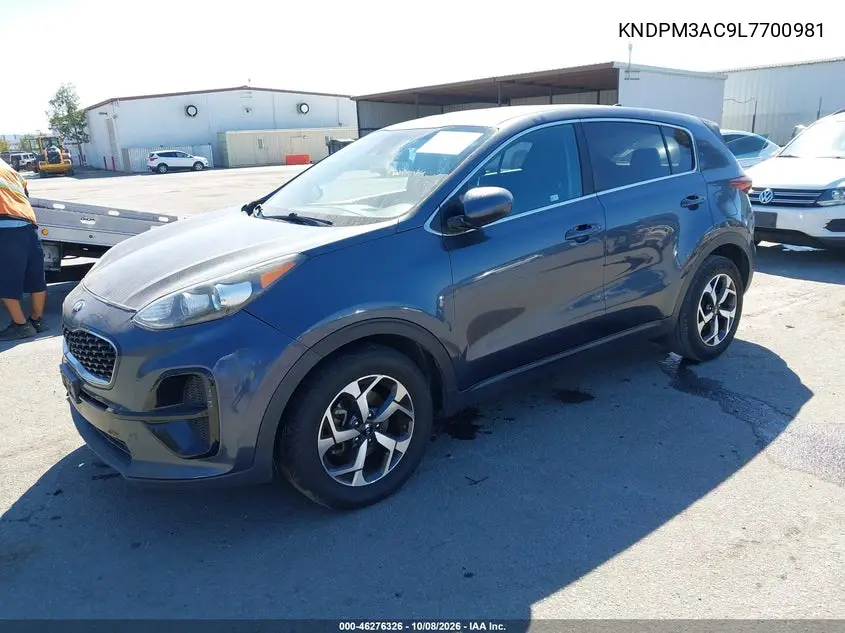2020 KIA SPORTAGE VIN KNDPM3AC9L7700981 — фото 2