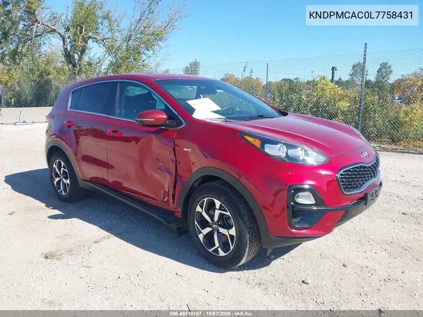 KIA SPORTAGE 2020, VIN KNDPMCAC0L7758431