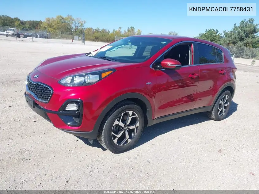 2020 KIA SPORTAGE VIN KNDPMCAC0L7758431 — фото 2