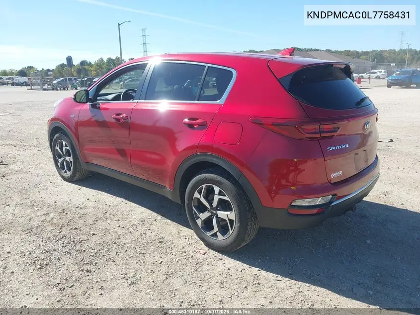 2020 KIA SPORTAGE VIN KNDPMCAC0L7758431 — фото 3
