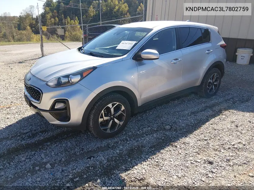 2020 KIA SPORTAGE VIN KNDPMCAC3L7802759 — фото 2