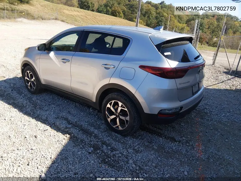 2020 KIA SPORTAGE VIN KNDPMCAC3L7802759 — фото 3