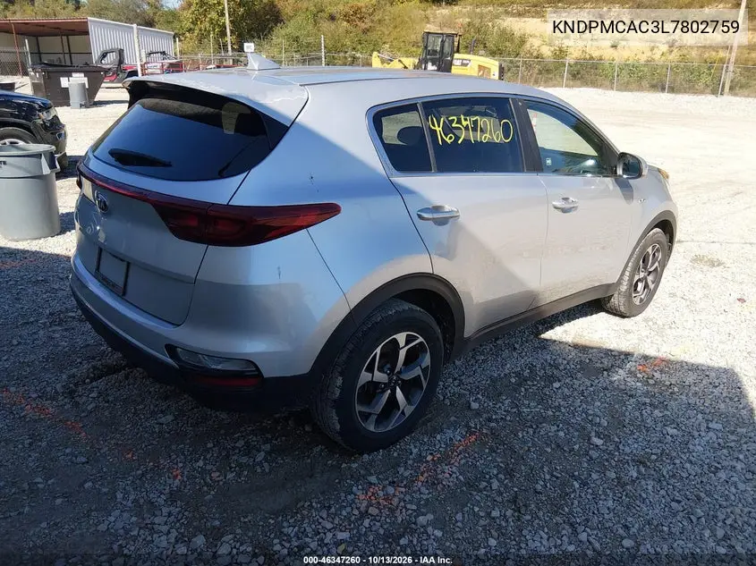 2020 KIA SPORTAGE VIN KNDPMCAC3L7802759 — фото 4