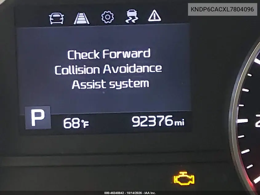 2020 KIA SPORTAGE VIN KNDP6CACXL7804096 — фото 15