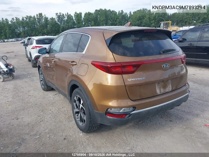 2021 KIA SPORTAGE VIN KNDPM3AC9M7893294 — фото 3