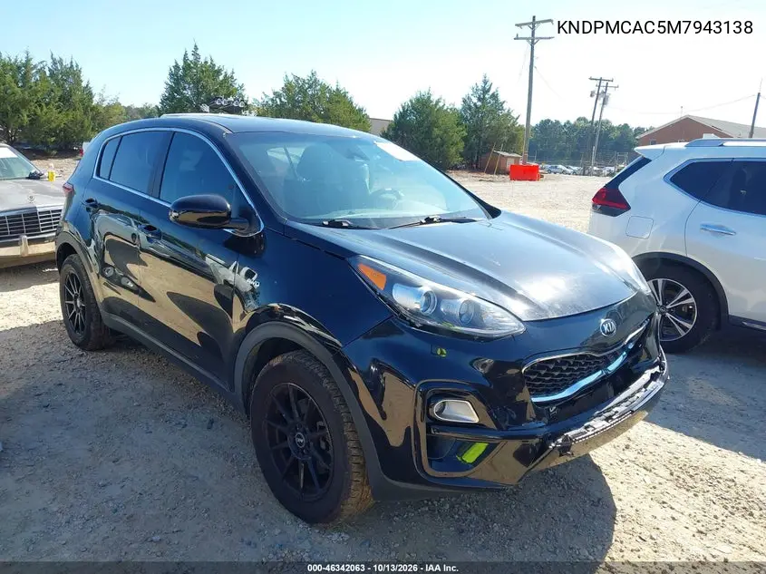 KIA SPORTAGE 2021, VIN KNDPMCAC5M7943138