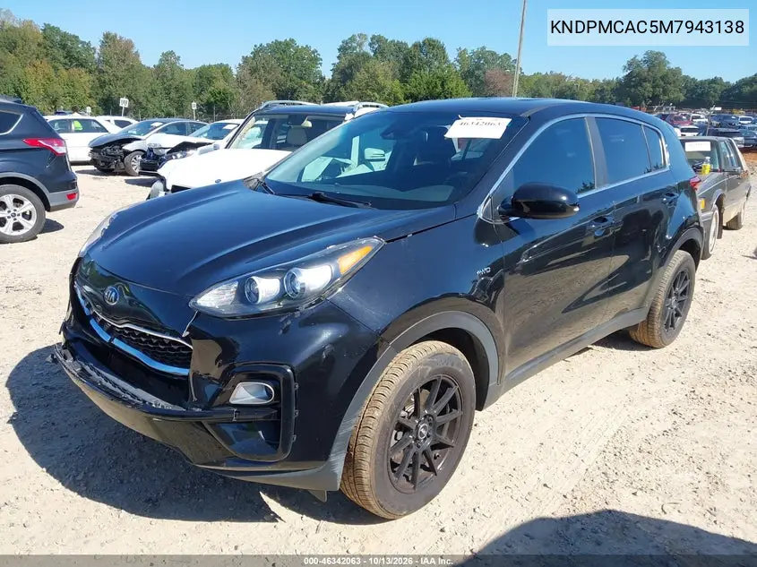 2021 KIA SPORTAGE VIN KNDPMCAC5M7943138 — фото 2