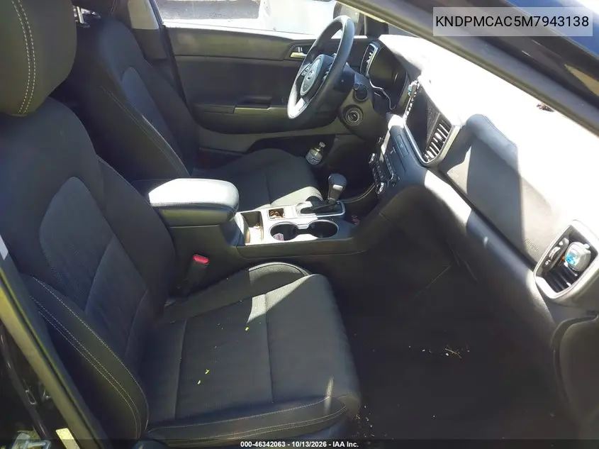2021 KIA SPORTAGE VIN KNDPMCAC5M7943138 — фото 5