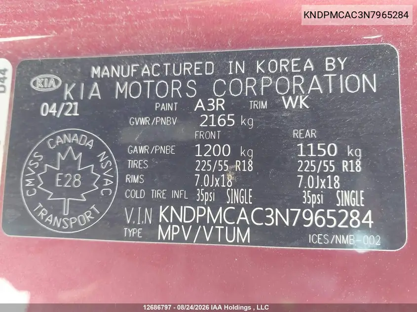 2022 KIA SPORTAGE VIN KNDPMCAC3N7965284 — фото 18