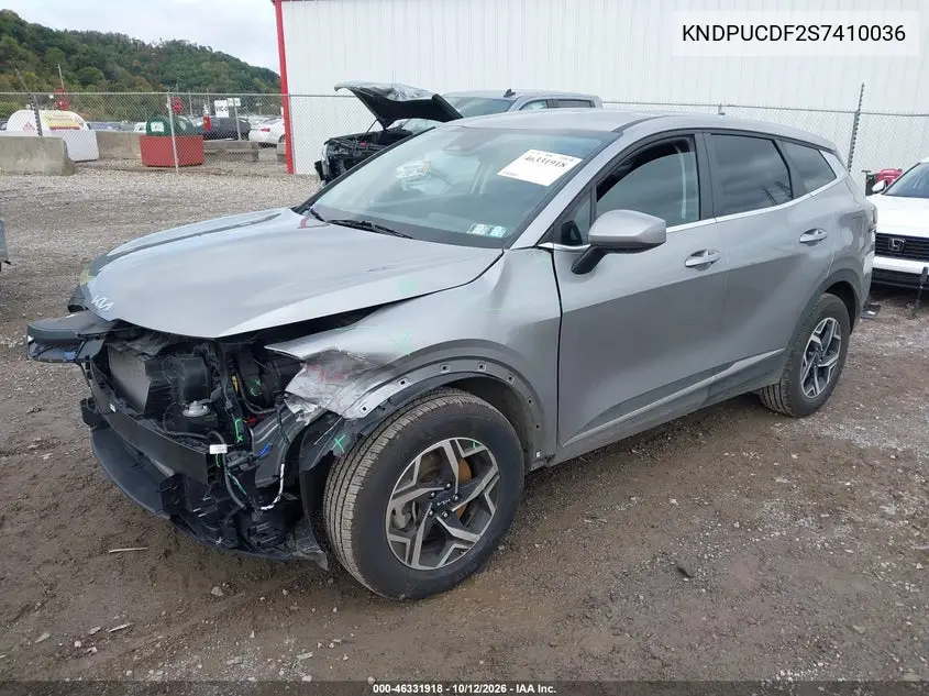 2025 KIA SPORTAGE VIN KNDPUCDF2S7410036 — фото 2