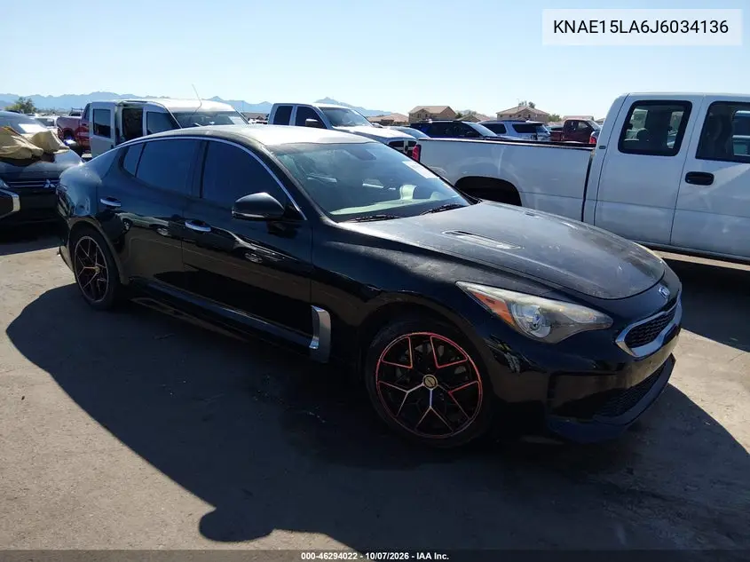 KIA STINGER 2018, VIN KNAE15LA6J6034136