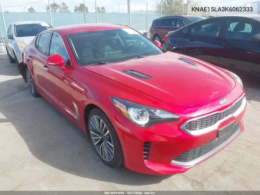 KIA STINGER 2019, VIN KNAE15LA3K6062333