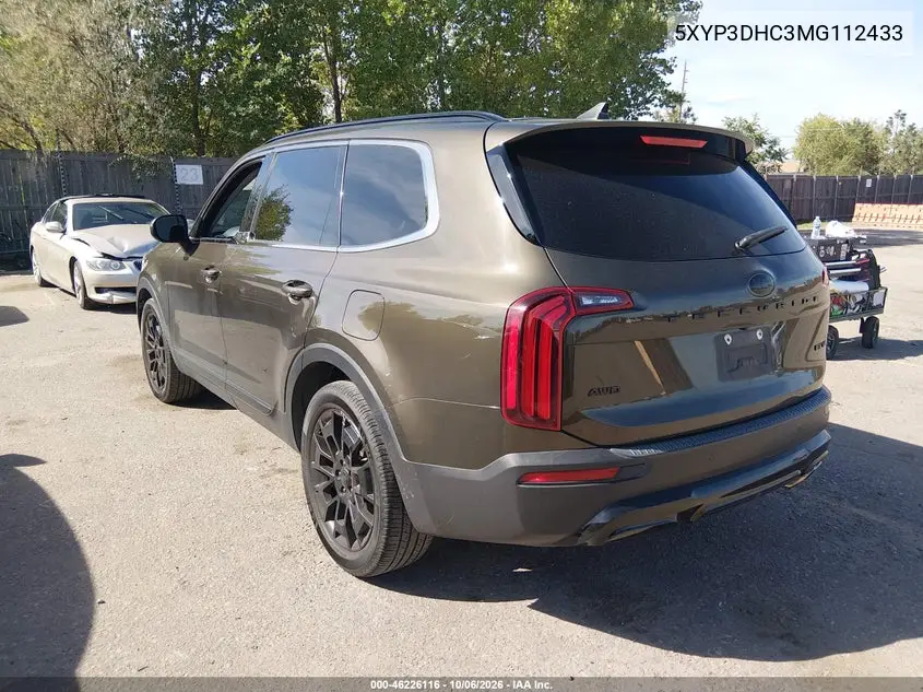 2021 KIA TELLURIDE VIN 5XYP3DHC3MG112433 — фото 3
