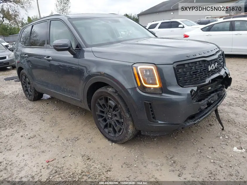 KIA TELLURIDE 2022, VIN 5XYP3DHC5NG251870