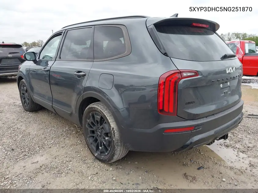2022 KIA TELLURIDE VIN 5XYP3DHC5NG251870 — фото 3