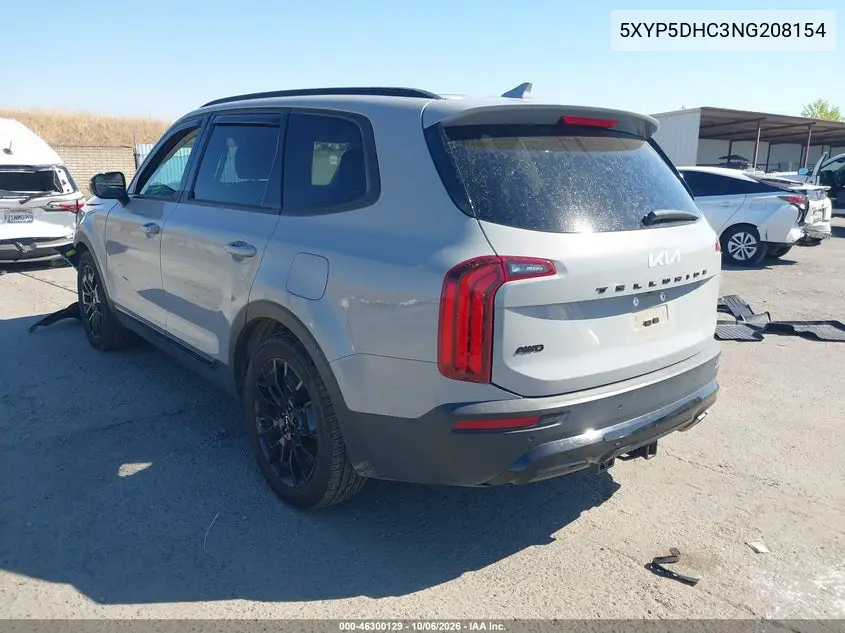2022 KIA TELLURIDE VIN 5XYP5DHC3NG208154 — фото 3