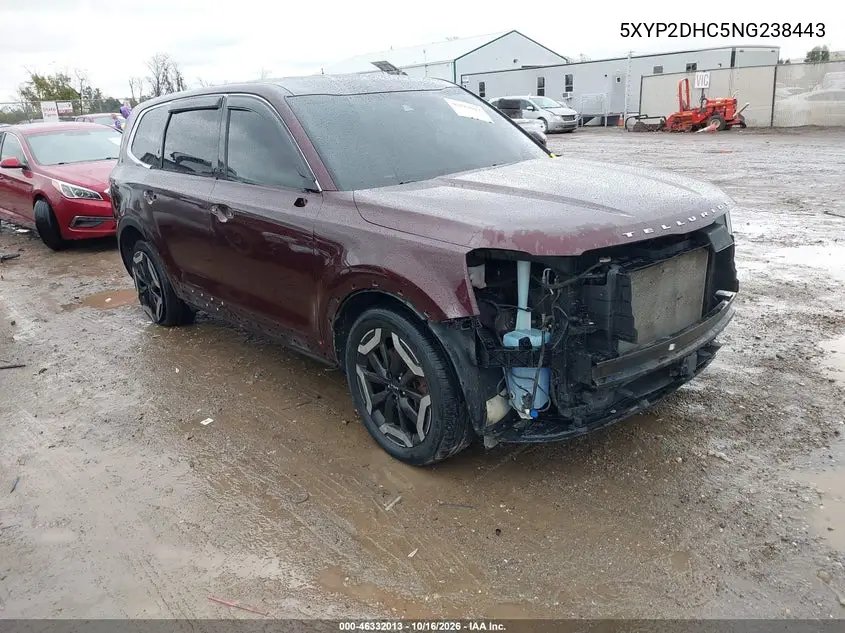 KIA TELLURIDE 2022, VIN 5XYP2DHC5NG238443